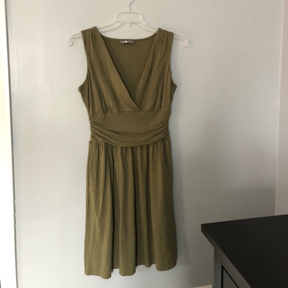 The North Face Dresses & Skirts - North Face midi olive ruched dress M